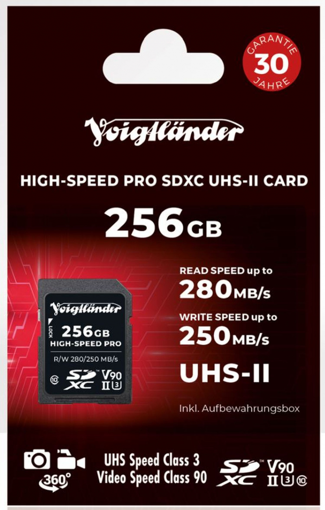Voigtländer Professional High-Speed SDXC 256GB UHS-II Speicherkarte
