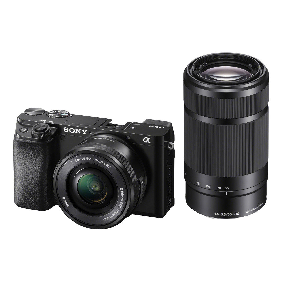 Sony Alpha A6100 Systemkamera mit 16-50mm II und 55-210mm Objektiven
