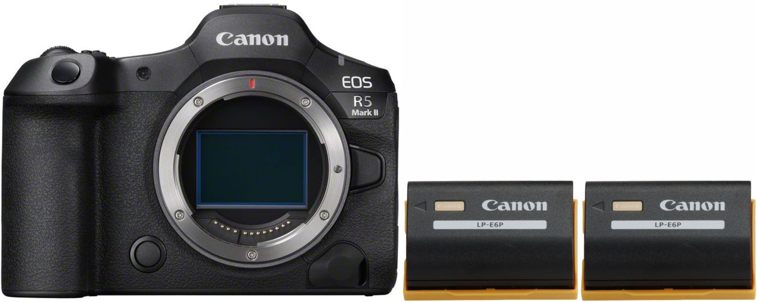 Canon EOS R5 II Systemkamera mit 2x extra LP-E6P Akku